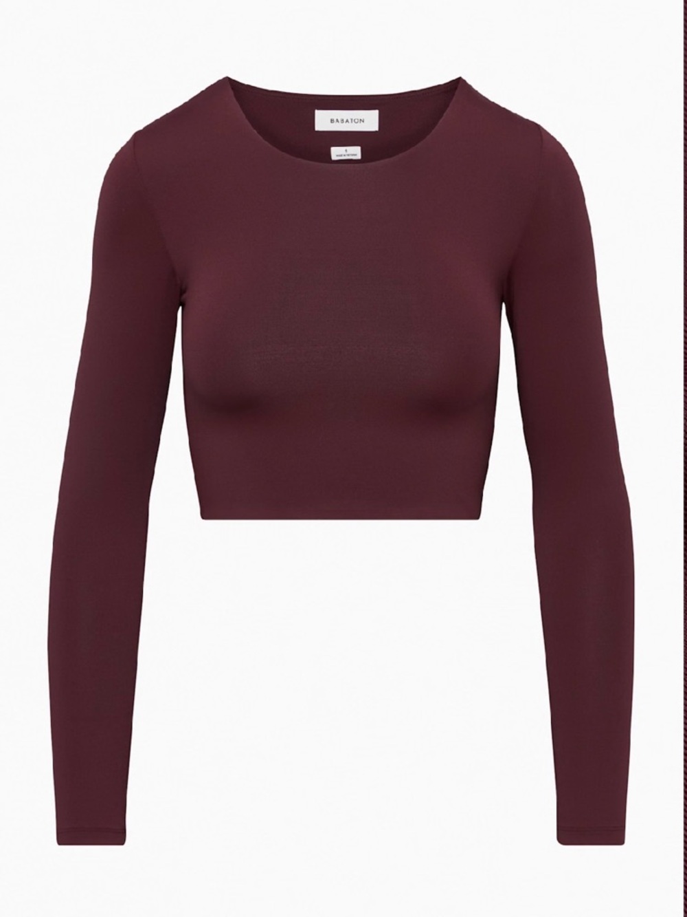 Aritzia Babaton Contour Crew Cropped 
Size M Burgandy Wine